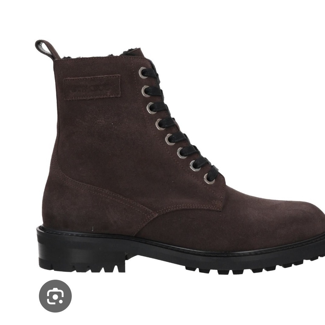 Jimmy Choo Mens Ankle Brown Suede Fur Lined Lace Up Combat Boots 43 Designer